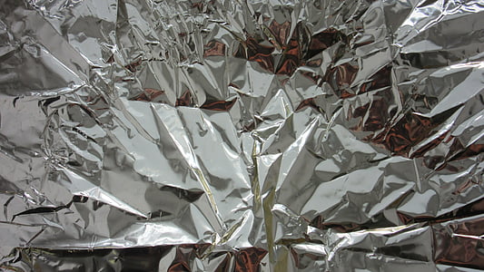 slide, crumpled, packaging, metal foil, shiny, gloss, reflection