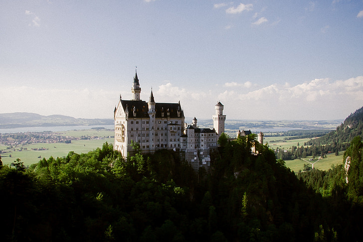 Neuschwanstein, slott, berömda, byggnad, Tyskland, landmärke, arkitektur