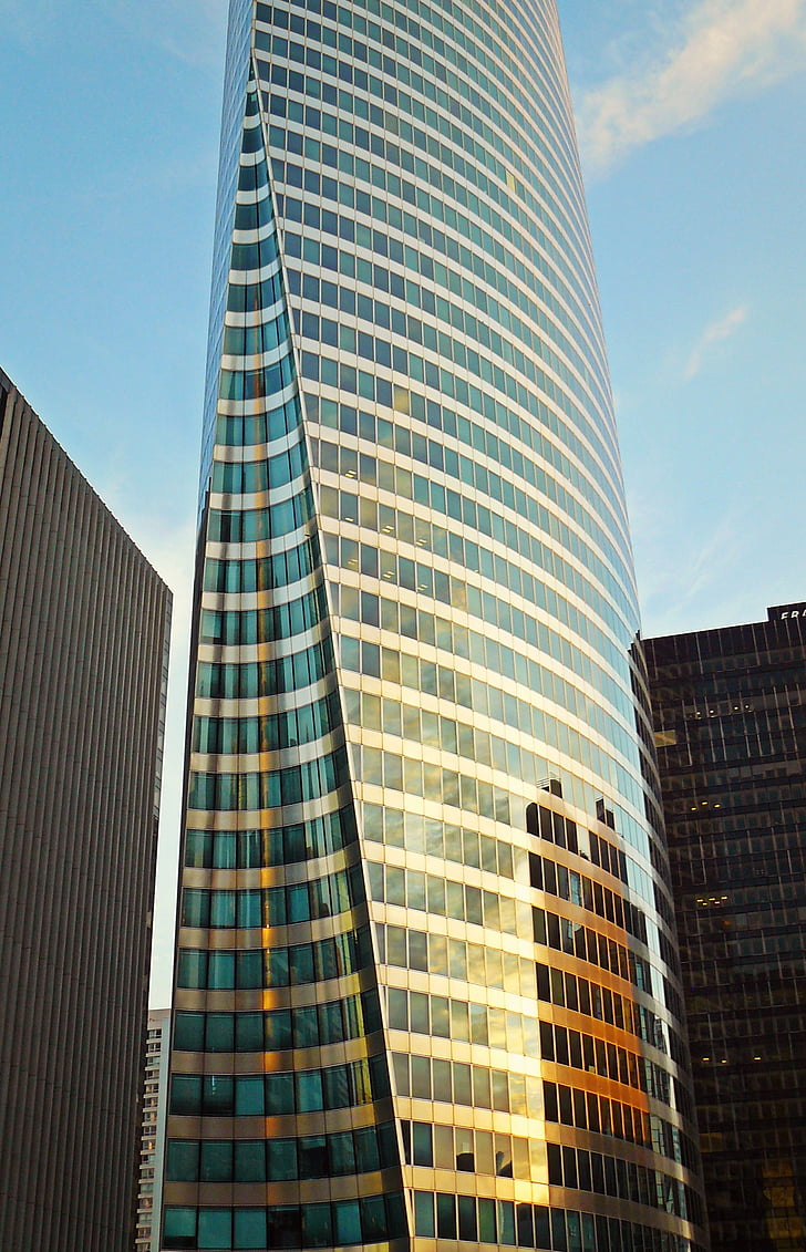 arquitetura, Paris, La Défense, fachada, arranha-céu, futurista, moderna