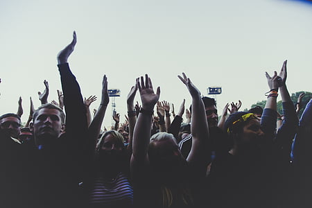 group, people, raising, hands, daytime, crowd, party
