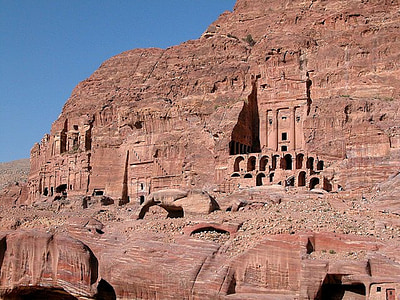 Petra, Jordánia, barlangok, régi, történelem, romok, templom
