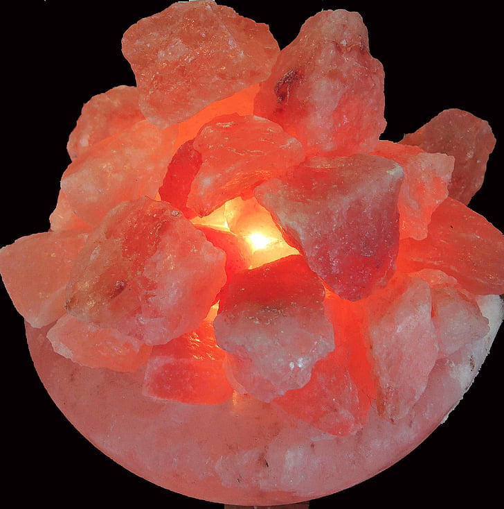 luz de sal-gema, Himalaia, minerais, ionizador de, beleza, vermelho