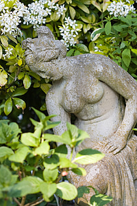 Estado, mulher, Senhora, jardim, estátua do jardim, fêmea, menina