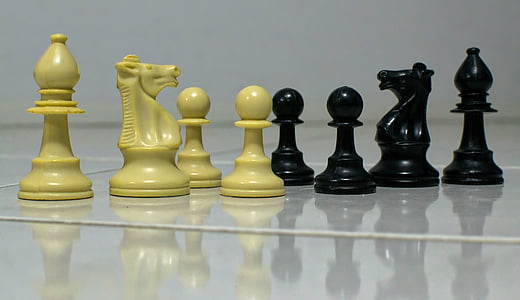 Šachmatai, Juoda, balta, iššūkis, mūšis, riteris, pėstininkas