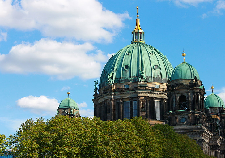 berlin cathedral, cathedral dome, sky, blue, berlin, capital, places of interest