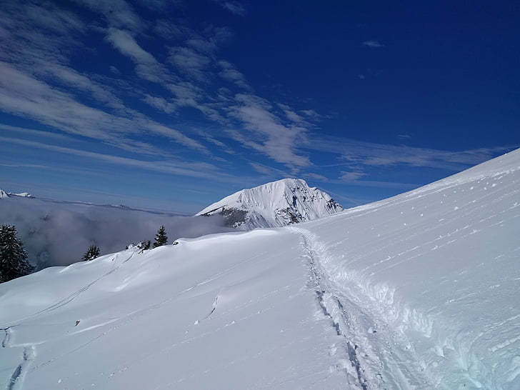 Mountain, vinter, snö, kalla, natursköna, Ski, Alpin