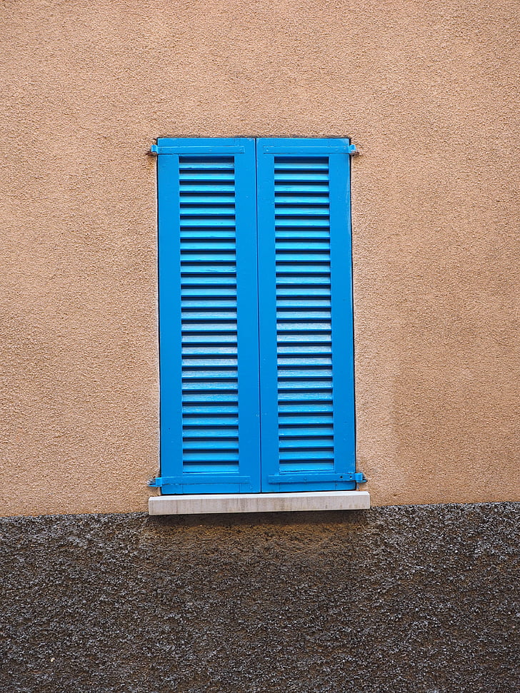 shutter, blue, home, building, window, closed