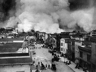 gempa bumi, bencana alam, San francisco, 1906, api, api rumah, asap
