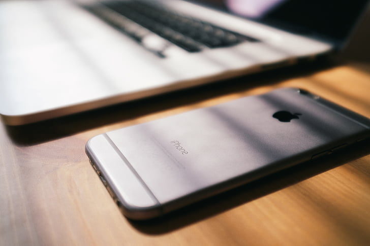 spazio, grigio, iPhone, marrone, in legno, tavolo, Apple