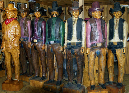 Cowboys, talla de madera, obra de arte, retro, madera, Vintage, tallado