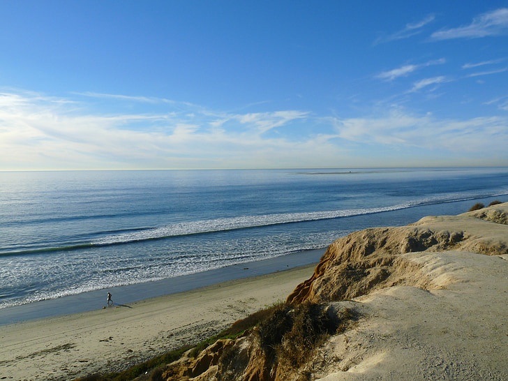 Califòrnia, platja, cel, al costat del mar, sorra, riba, Costa