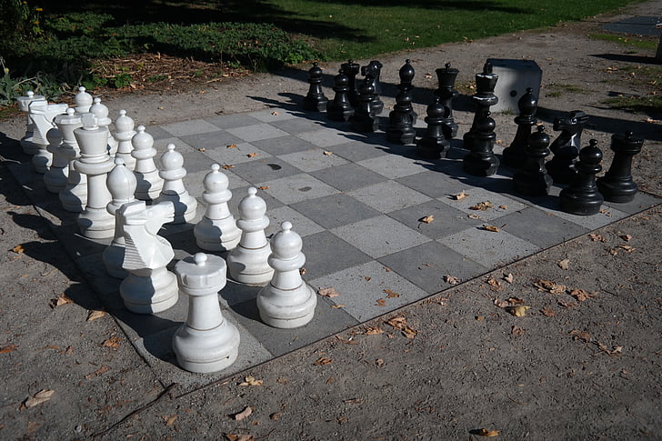 escacs, peces d'escacs, negre, blanc, joc d'escacs, jugar, figures
