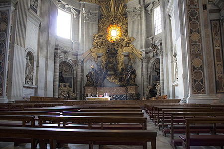 kyrkan, ljus, St peter's church, vaticanet, Rom, altaret, religion