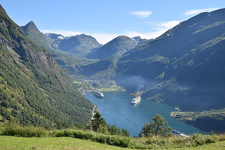 Norvégia, fjord, természet, bélés, Geiranger