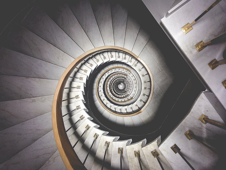 spiral, trappe, arkitektur, trappe, design, kurve, cirkulær