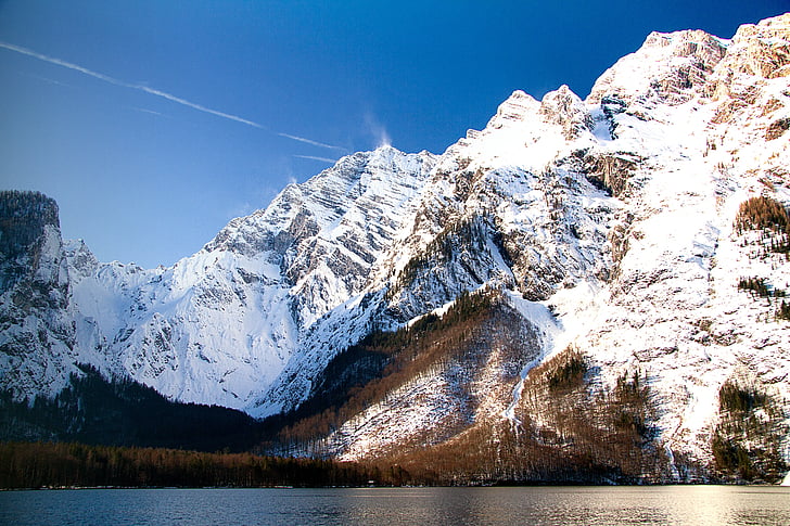 kuningas lake, Bartholomän st, Berchtesgadener Landin, retkikohde, Baijeri, Berchtesgaden-luonnonpuiston, talvi