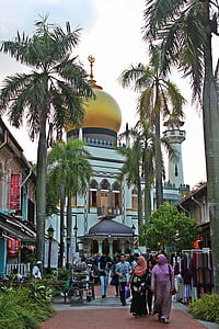 Szingapúr, mecset, iszlám, turisztikai, helyi lakosok, szentély, városközpontban