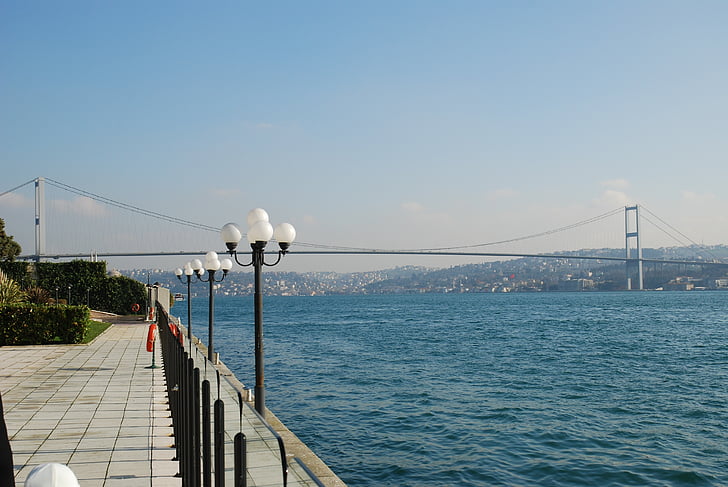 Turcija, tilts, Istanbul, Sultāna Mehmeda Iekarotāja tilts, arhitektūra, siluets, pilsēta