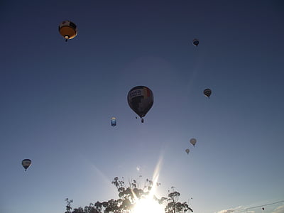 balony, balonem, niebo, lotu, balon, Sol, horyzont