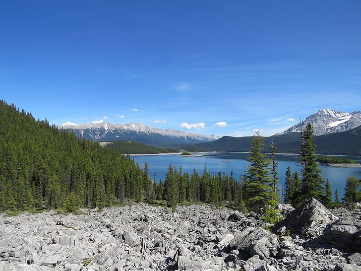 øvre kananaskis innsjø, Alberta, Canada, Lake, fjell, Kananaskis, steinete