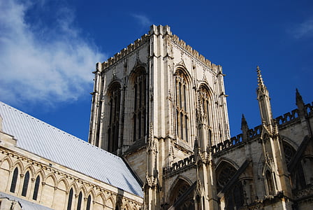 York-i, templom, kék, torony, gótikus, angol, Anglia