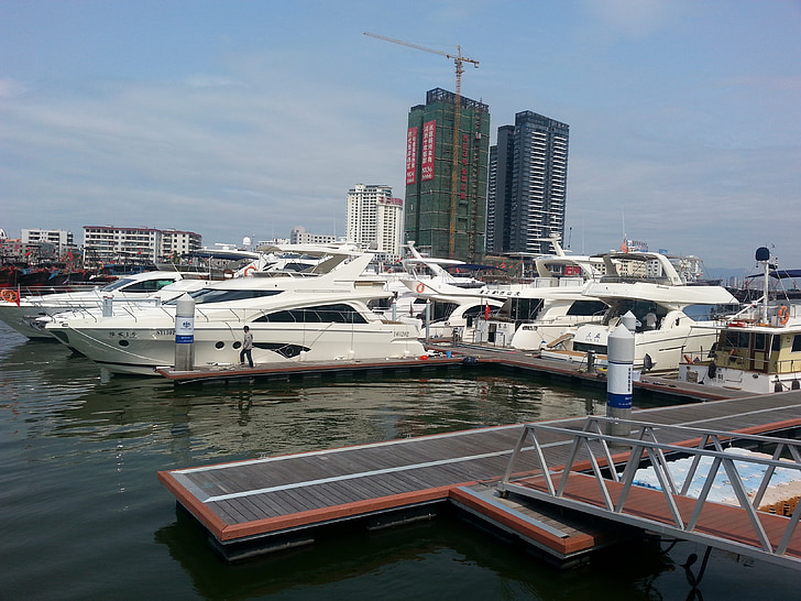 yacht, bay, sanya, china