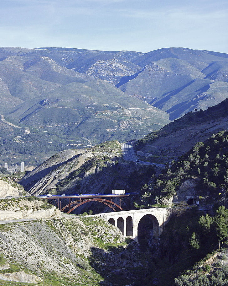 Spanien, Andalusien, Brücken, Berg, Landschaft, Wildnis, Landschaft