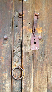 стар, селски, вратата, брави, дървени, дърво - материал, заключване