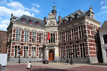 budynek, Budynek Akademii, Uniwersytet, Utrecht, placu katedralnym, Szkoła, historyczne
