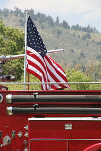 флаг, огън, планински, пожарникар, изтребител, САЩ, червен