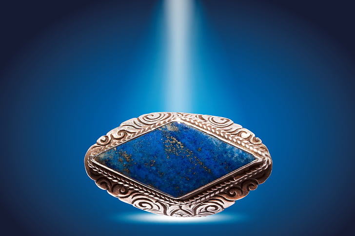 Prsten, stříbrná, lapis lazuli, Azurit, lapis, modrá lesklá, šperky