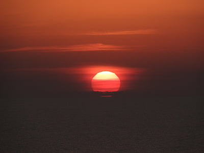 zachód słońca, Caribe, wody, morze, Natura, niebo, Latem