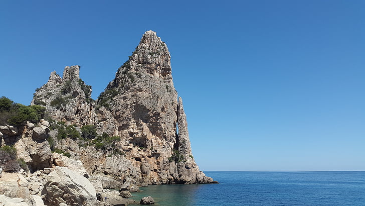 Pedra longa, Středomořská, Sardinie, pobřeží, středomořské pobřeží, Já?, oceán