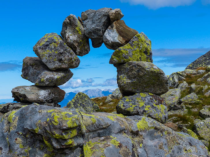 hory, alpské, Rock, krajina, Panorama, léto, modrá bílá