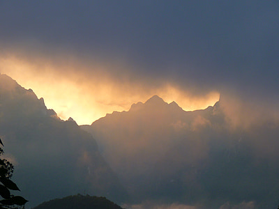 Andesbjergene, bjerge, Machu picchu, Machu Picchu, Peru, skyer, tåge
