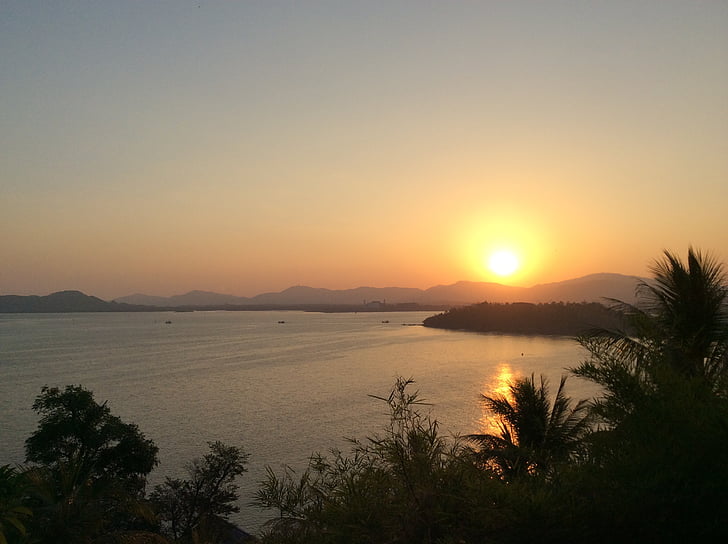solnedgång, Phuket, Thailand, Resort