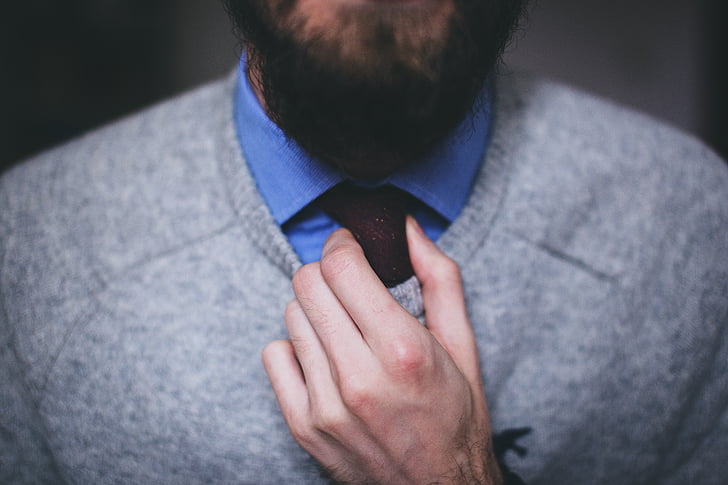 necktie, tie, fashion, beard, male, hand, people