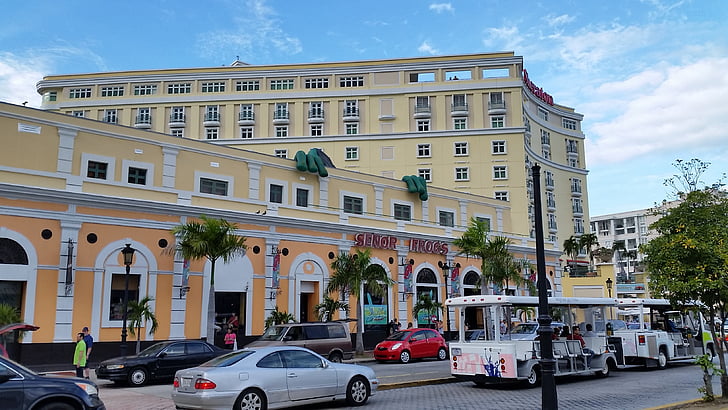utca, építészet, Puerto Rico, San juan, régi, spanyol