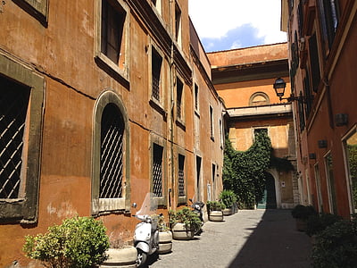 Roma, Itàlia, carrer, carreró, costat, vell, arquitectura