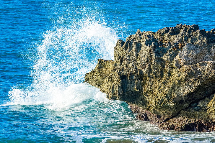 roca, mar, Costa, agua, piedras, Playa, de surf