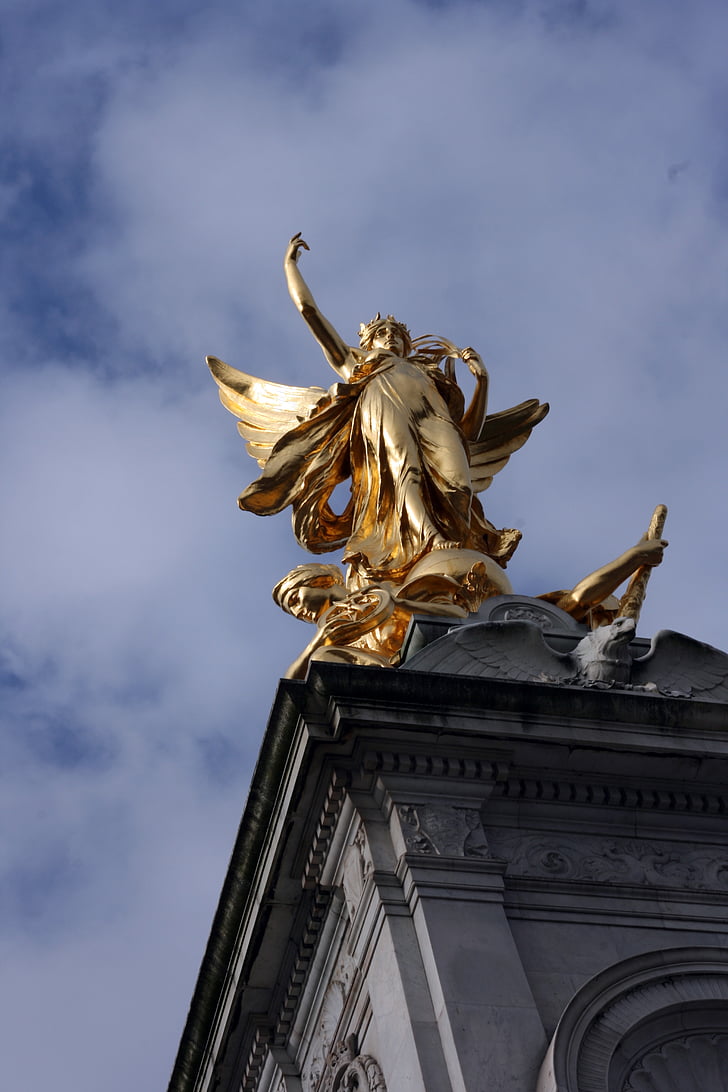 london, queen, statue, gold, angel, ali, monument