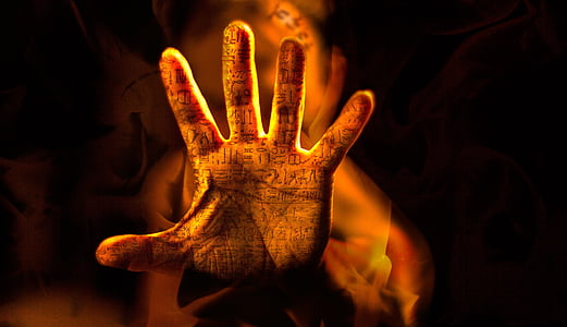 mà, foc, Rosetta stone, dits, paraules, traducció, dit