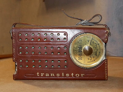 トランジスタ, ラジオ, 古い, 昔ながら, アンティーク, レトロなスタイル, 木材・素材