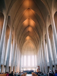 katedrālē, Reykjavik, Islande, baznīca, arhitektūra, orientieris, hallgrimskirkja