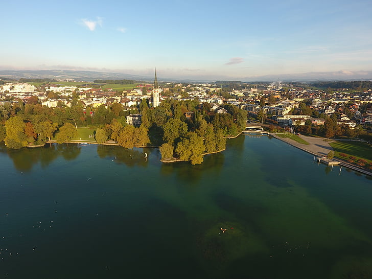 Cham, Zug, jezero, pogled iz zraka