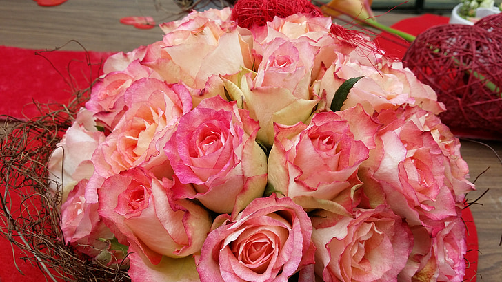 Rózsa, buquett, növény, szín, romantikus, romantika, anyák napja