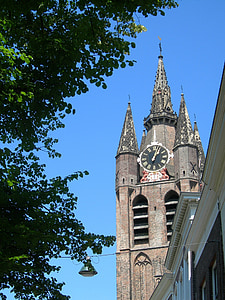 Delft, Países Baixos, Holanda, rua, Igreja, cidade, edifícios