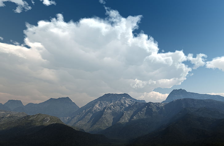 gore, oblaki, nebo, krajine