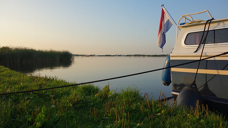 barco, água, Rio, natureza, sereno, navio de, Países Baixos