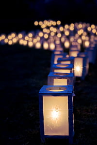lights, christmas luminaries, night, dark, decoration, holiday, lantern